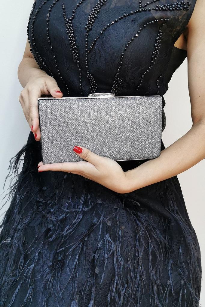 Women's Stylish and Useful Evening Dress Bag Powder Fabric Faux Leather Evening Dress Bag