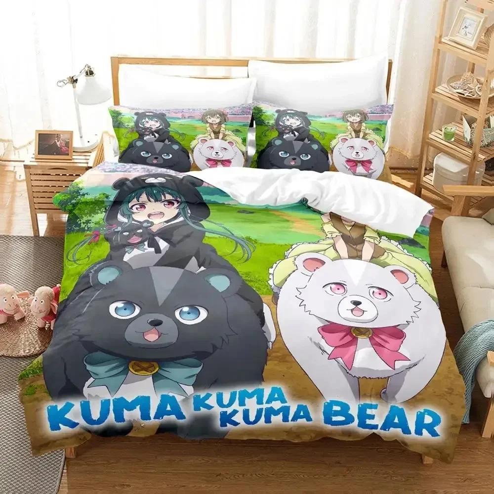Новый Kawaii Аниме Кума Кума Кума Медведь Комплект Постельного Белья Принт С Наволочкой Пододеяльник Мягкий Односпальный Двуспальный Queen Super King Размер