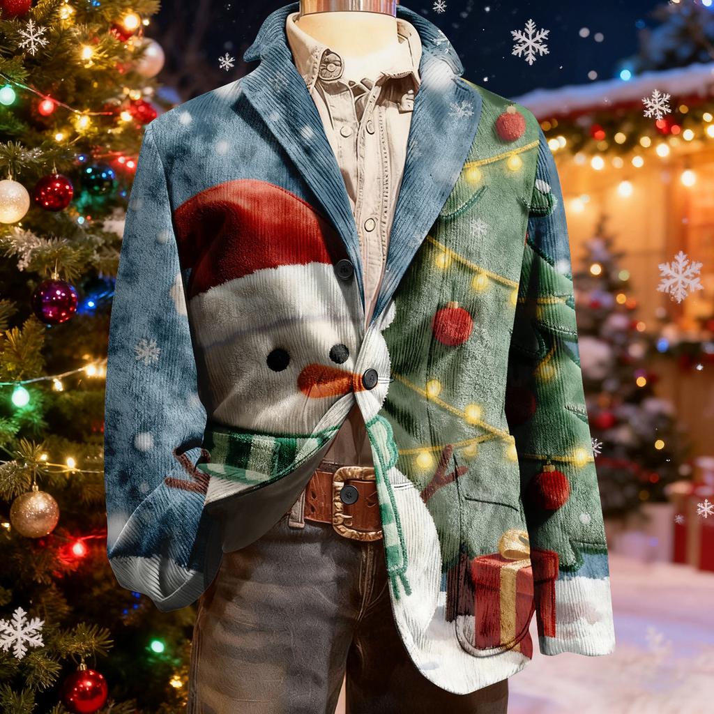 Мужской уродливый рождественский вельветовый теплый карманный пиджак-кардиган, мужской повседневный костюм