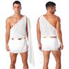 Men Halloween Ancient Greece God Cosplay Costume One Shoulder Roman Toga Skirt with Shorts Nightclub Carnivals Party Clothes
