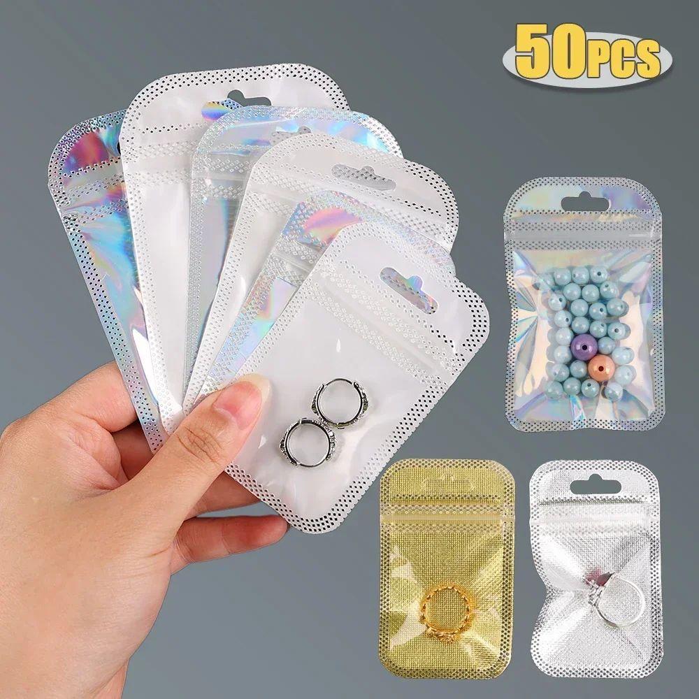 50Pcs Earrings Rings Necklace Display Self Sealing Bags Thicken Jewelry Packaging Bags