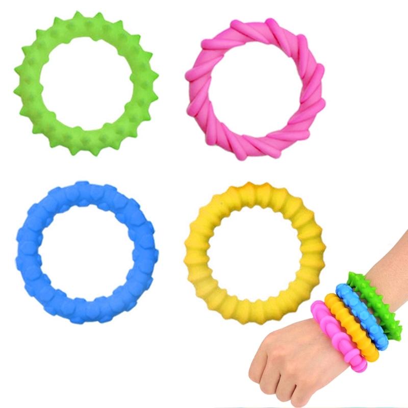 Sensory Texture Bracelets 4Pieces Calming Toy Wristband for Children and Adult with Attention Needs Antistress Accessory
