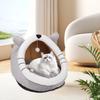Милая пещера-кровать для кошки, забавное кошачье гнездо с подвесным шариком, уютная успокаивающая кровать для кошки с ушками, моющаяся съемная подушка для домашних кошек, котят и маленьких питомцев