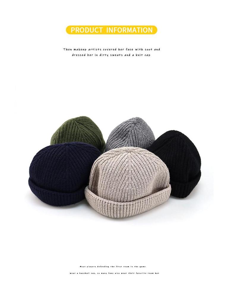 Мужская шерстяная вязаная шапка-бини в японском стиле, теплая, ветрозащитная, для осени и зимы