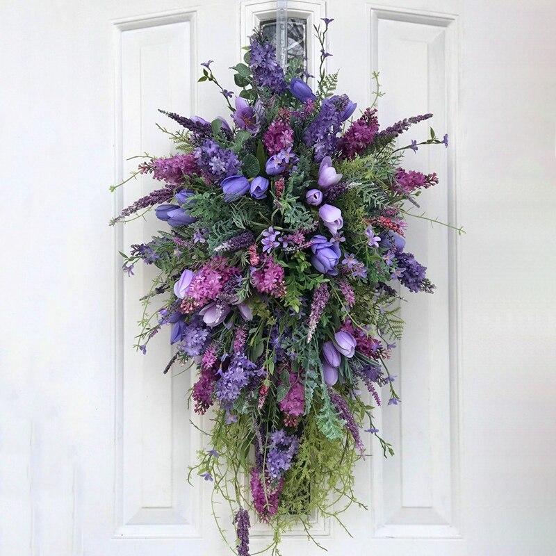 Artificial Spring Wreath Decor Wreath Home Decoration Spring Wreath Flower Wreath Floral Spring Artificial Wreaths