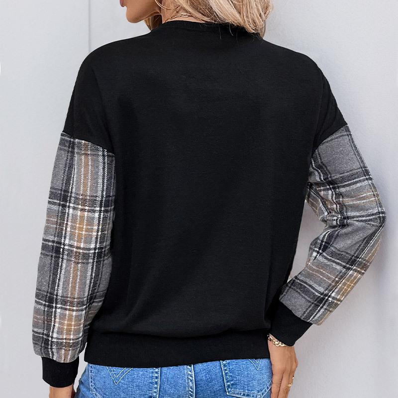 YYFS Women's Fashion Casual Fall Winter Solid Color Print Long Sleeve O-Neck Pullovers & Long Sleeves