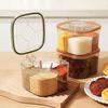 Kitchen Seasoning Jar with Spoon Slot Multi-Compartment Salt Pepper Organizer Transparent Seasoning Box
