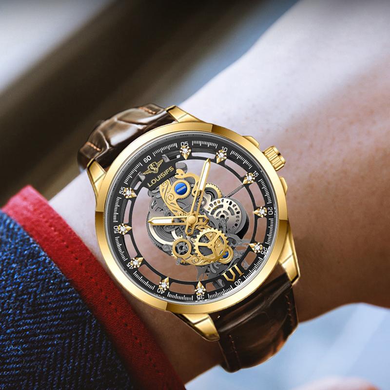 Men Quartz Watch Skeleton Wristwatch Skeleton Retro Man Watch Clock Watches