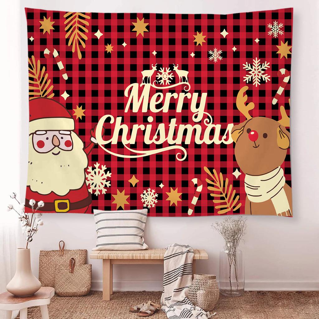 Снежная Рождественская елка камин Санта-Клаус гобелен с принтом настенный фон тканевый декор рождественское украшение для дома и комнаты