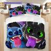 Stitch Toothless Adventure Threepiece Set 1 Duvet Cover 2 Pillowcase Without Core Soft And Comfortable Bedding Set