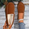 Shoes for Women 2024 Slip-on Women's Flats Fashion Solid Casual Flat Round Toe Light Loafers Women's Fleece Shoes Zapatos Mujer
