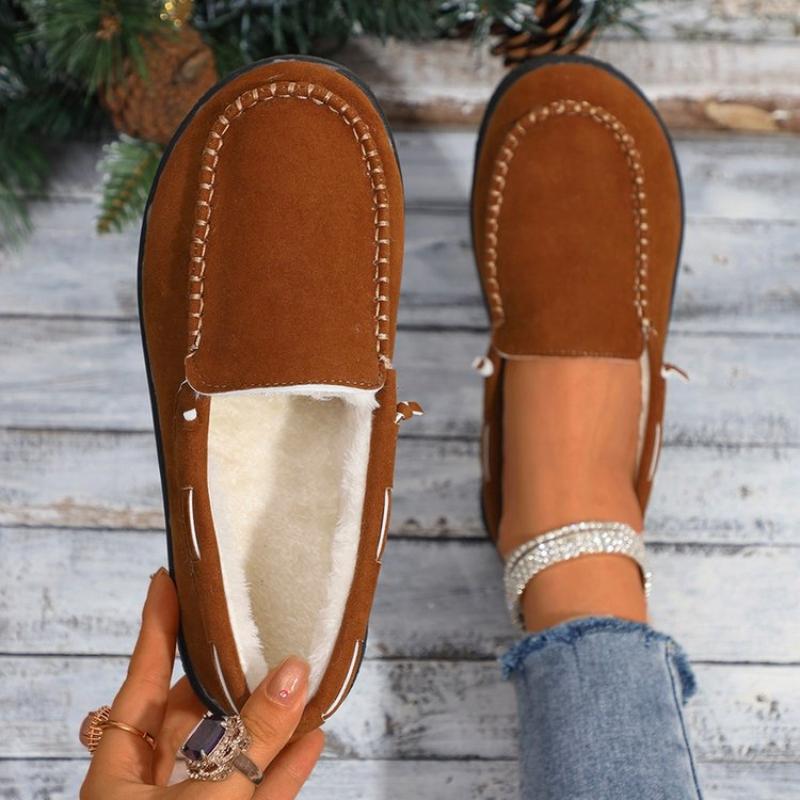 Shoes for Women 2024 Slip-on Women's Flats Fashion Solid Casual Flat Round Toe Light Loafers Women's Fleece Shoes Zapatos Mujer