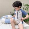 Детский слитный купальник с коротким рукавом — милый дизайн с акулой, быстросохнущий, защищает от солнца, идеально подходит для летних пляжных дней