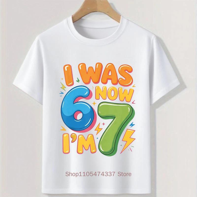 Birthday Six Seven Print Children Tshirts Summer Boys Casual Fashion Colorful Tops Kids Comfortable Oneck Short Sleeve Tees