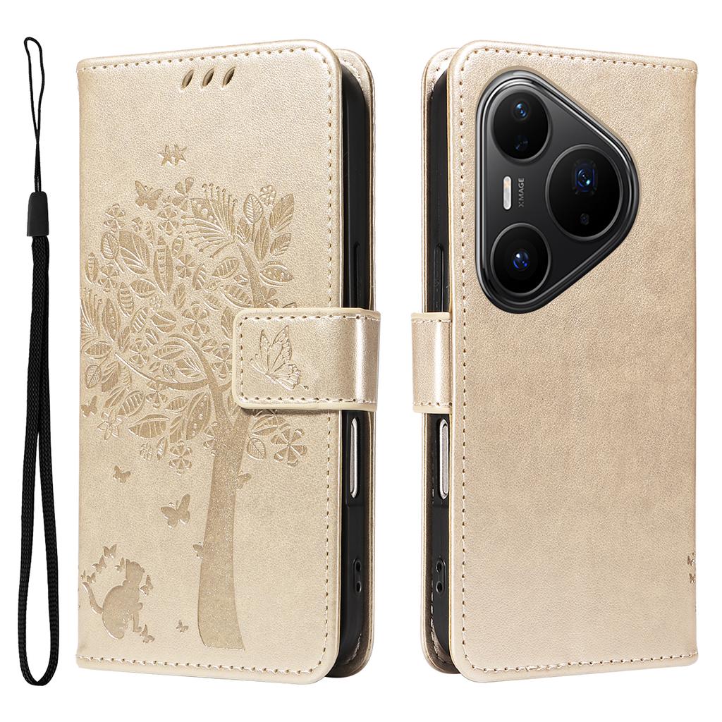 For Huawei Pura 80 Pro+/Huawei Pura 80 Pro Phone Case with Stand Cat Tree Pattern Leather Wallet Mobile Cover