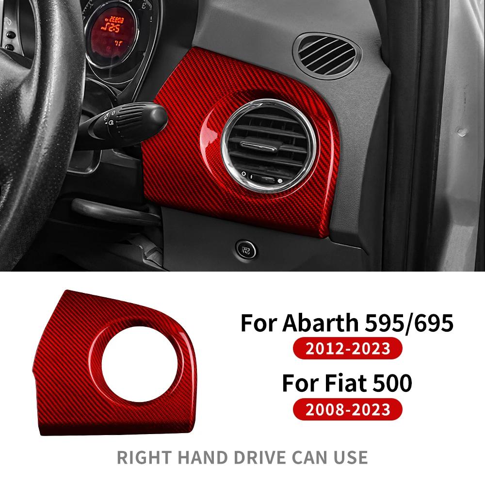 For Fiat 500 2008-2023 Abarth 595 695 2012-2021 2022 2023 Real Hard Carbon Fiber Sticker RHD Car Driver Side Air Outlet Panel