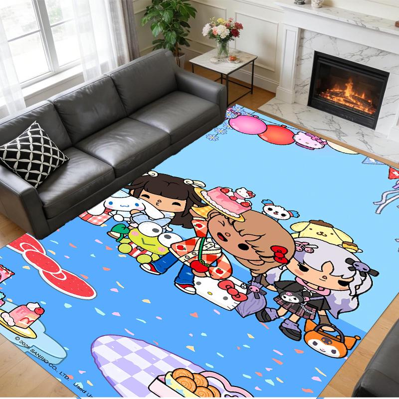 Anti‑Slip Crystal Velvet Floor Rug, Toca Boca Design Carpet for Indoor Living Bedroom Home Decoration