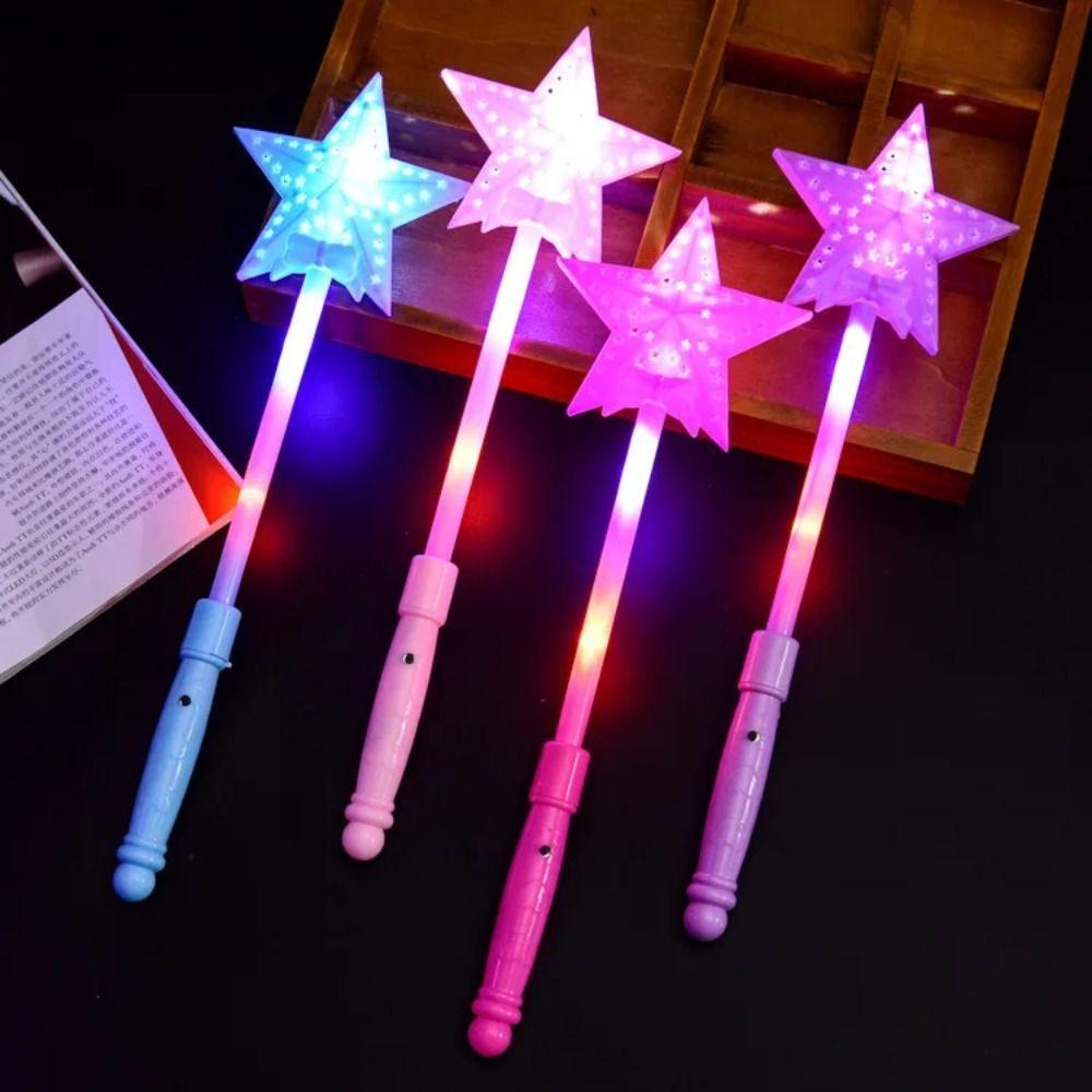 Flash Stars Heart Fairy Flashing Wands Luminous Prop Flash Stars Heart Fairy Stick Kids Toy