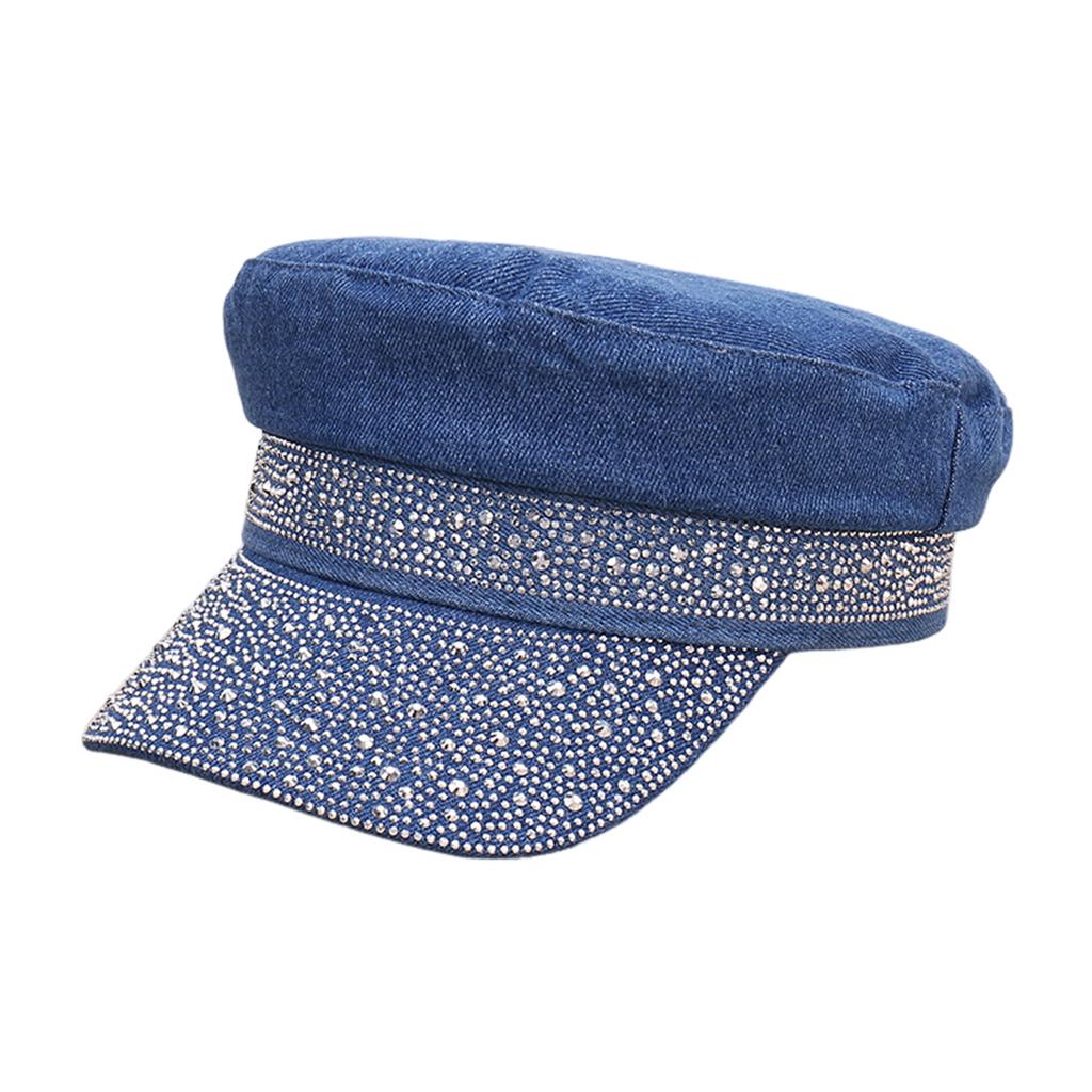 Женская бейсболка с плоским верхом, украшенная блестящими стразами, модная солнцезащитная шляпа для женщин, уличная повседневная шляпа в стиле берета, один размер