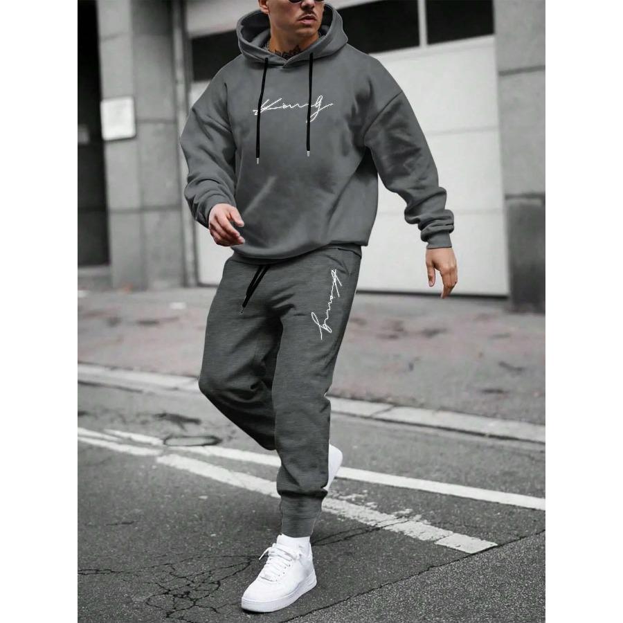 Осенне-зимний комплект из двух предметов для мужчин, женский спортивный костюм с капюшоном, качественный, удобный, повседневный, модный, повседневный