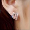 Korean Style Ear Post Stud Earrings Rose Gold Color Clear Earrings Jewelry for Women