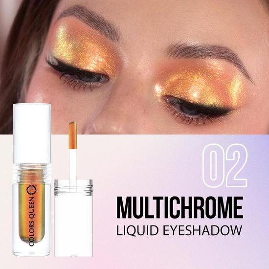 Жидкие тени для век Queen Multichrome | Стойкие и высокопигментированные тени с металлическим финишем | Не смазываются (02 - Я Вижу Золото)