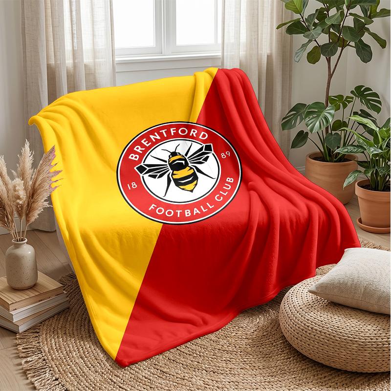 Brentford Football Print Flannel Blanket, Soft Warm Lightweight Throw Blanket for Sofa Bed Camping