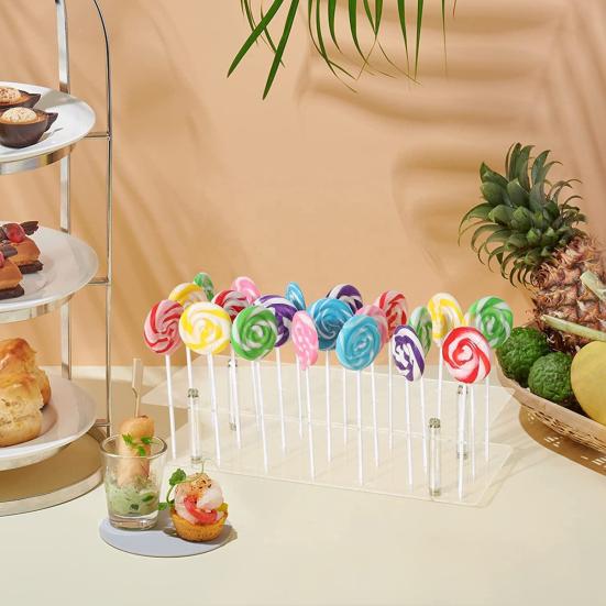 Acrylic Cake Pop Stand Clear Lollipop Display Holder with 21 Holes Reusable Dessert Display Rack for Home Kitchen Bakery