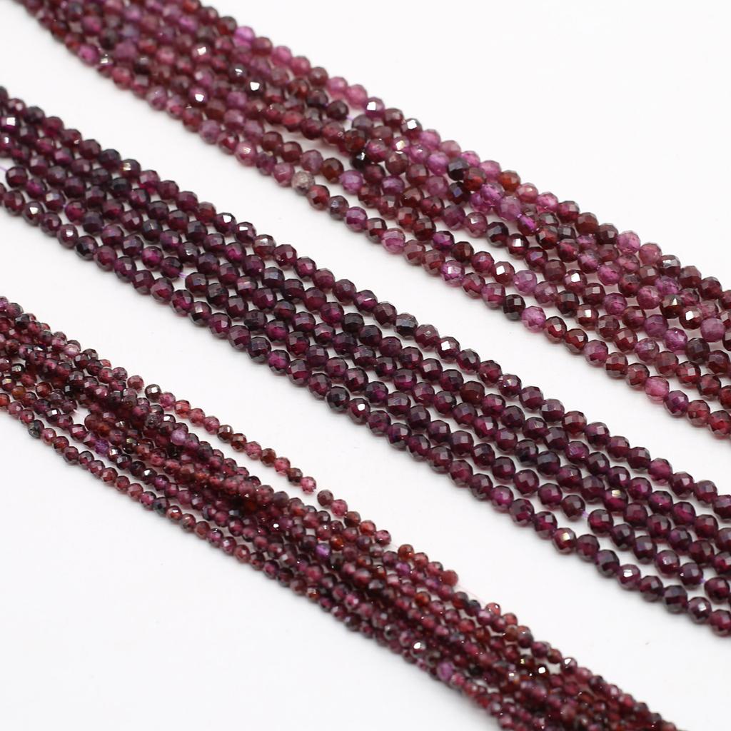 Natural Stone Beads Garnet Round Faceted Beads Charms For Jewelry Making DIY Necklace Bracelet Earrings Accessory