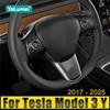 Для Tesla Model 3 Y 2017 2018 2019 2020 2021 2022 2023 2024 2025 ABS Автомобильный руль блестки рамка наклейка крышка чехол отделка