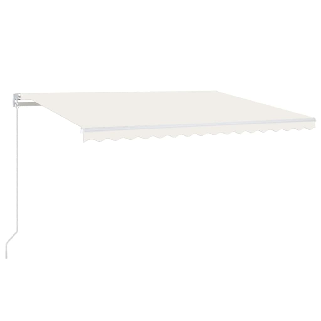 Manual Retractable Awning with LED Lights 450 x 300 cm Cream