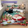 3pc Christmas Santa Claus Deer Home Bedding Set-Festive Decor for Bedroom,Guest Room,Living Room 1147a