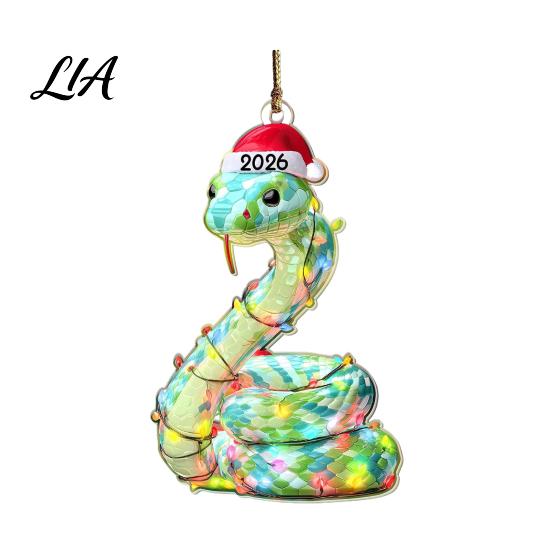 Festive Window Hanging Ornaments Christmas Animal with Lanyard, Cute Double Sided Pendant 2026 Tree Santa Hat, 2D Flat Acrylic Sign for Holiday