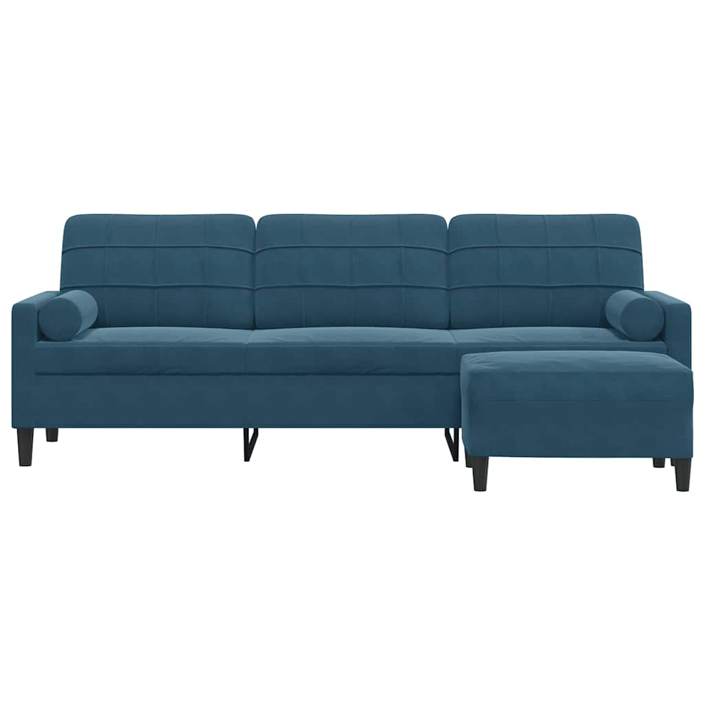 3 Seater Sofa with Ottoman Blue 210 cm Velvet