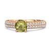 Peridot Double Pavé Band Ring - Sterling Silver Rose Gold Vermeil