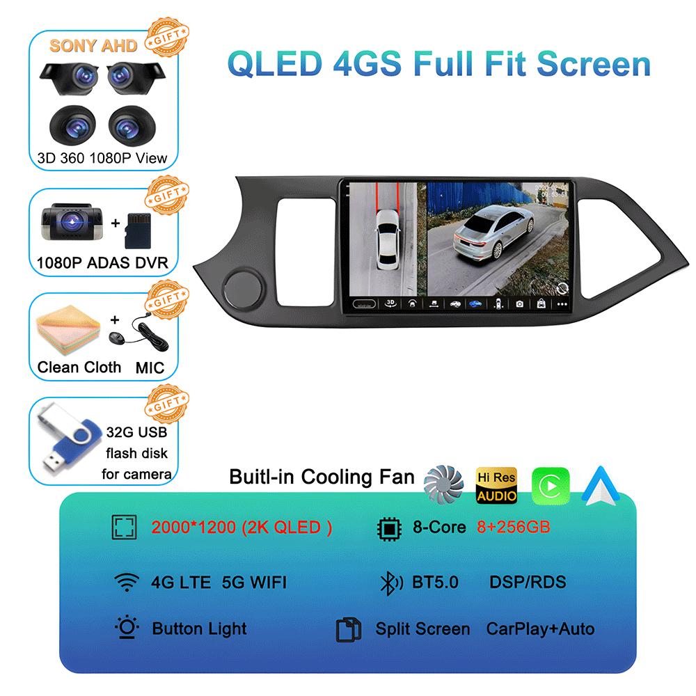 Android 14 Carplay Car Radio Multimidia Video Player For KIA PICANTO Morning 2011 - 2017 Navigation GPS IPS Head Unit NO 2din