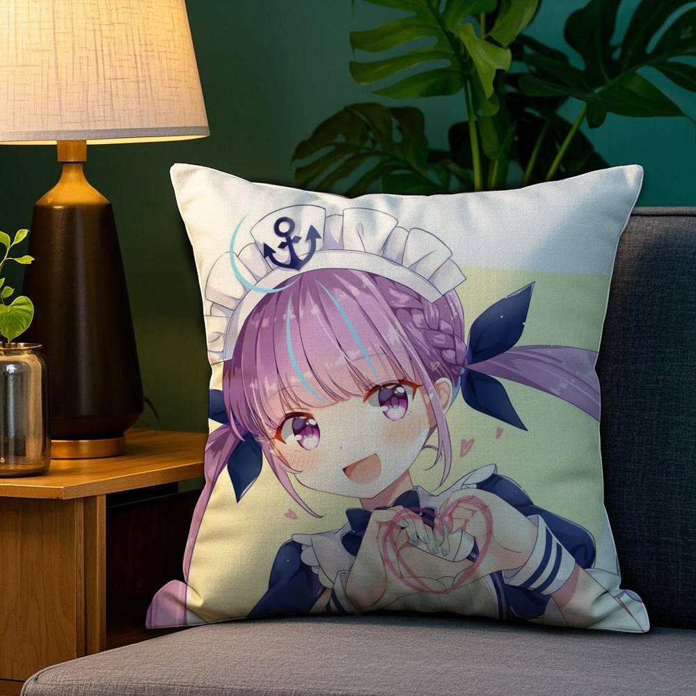 H-Hololive M-Минато Аква Наволочка Плюшевая Ткань Мягкая Двусторонняя Печать Наволочка для Подушки Диванная Подушка Чехлы для Декоративных Подушек