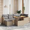 7 Piece Garden Sofa Set with Cushions Beige Poly Rattan
