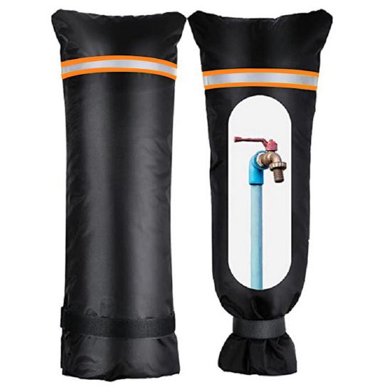 Winter Outdoor Faucet Cover Waterproof Oxford Cloth Reflective Garden Lawn Hose Bib Hydrant Pipe Faucet Freeze Protection Black Insulation Cover