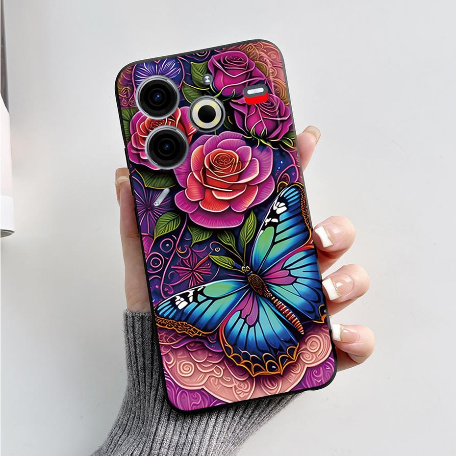 6,78" Для Tecno Pova 6 Neo Чехол Pova6 Neo Задняя крышка Стильный узор Черный силикон Мягкие чехлы для телефона Для Tecno Pova 6 Neo Fundas