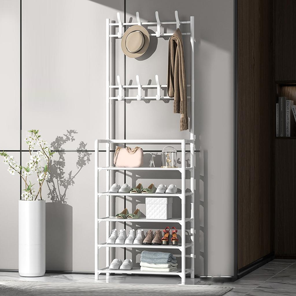 100x175cm Coat Rack Standing Modern Metal Clothes Garment Hanging Storage Shelf with Shoe Organizer for Entrance Hall Bedroom