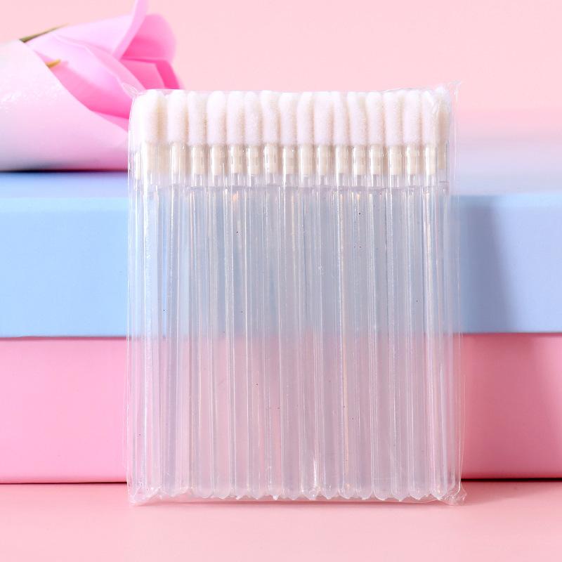 50PCS Disposable Lip Brush Portable Makeup Applicator For Lip Gloss Balm Mask Concealer Eyeshadow With Flocked Tip Hygienic Cosmetic Tool