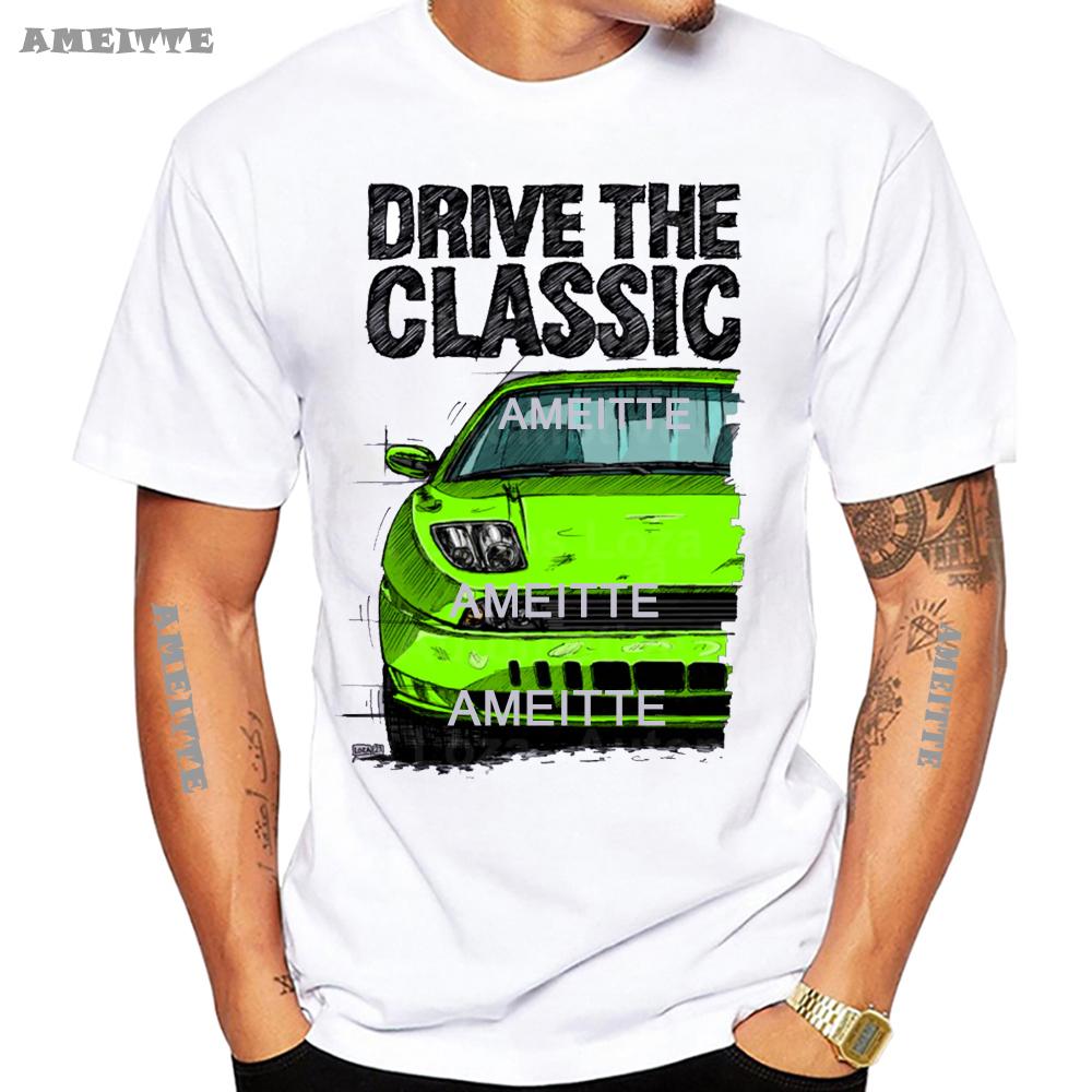 Newest Summer Men Short Sleeve Classic Fiats Coupe Color Bumper Grille Version T-Shirt Boy White Tees Legend Car Design Mans Tops
