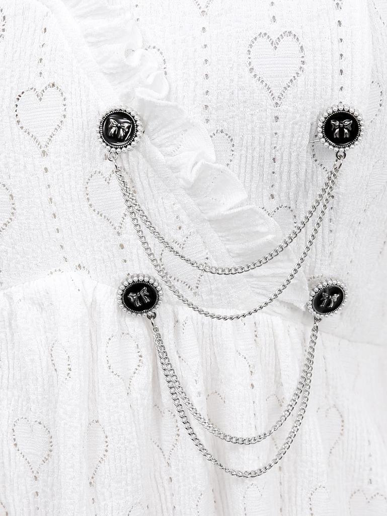 Rosegal Большие размеры День святого Валентина Пуанты с вырезом в форме сердца, кружевная отделка, оборки, бант, пуговицы, цепочки, вставка, топ