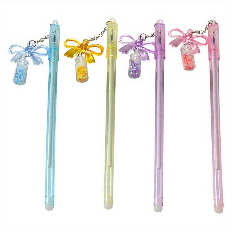 12pcs 0.5mm creative butterfly drift bottle pendant pen cartoon plastic pendant gel pen high-value prize gift pen Back to school season