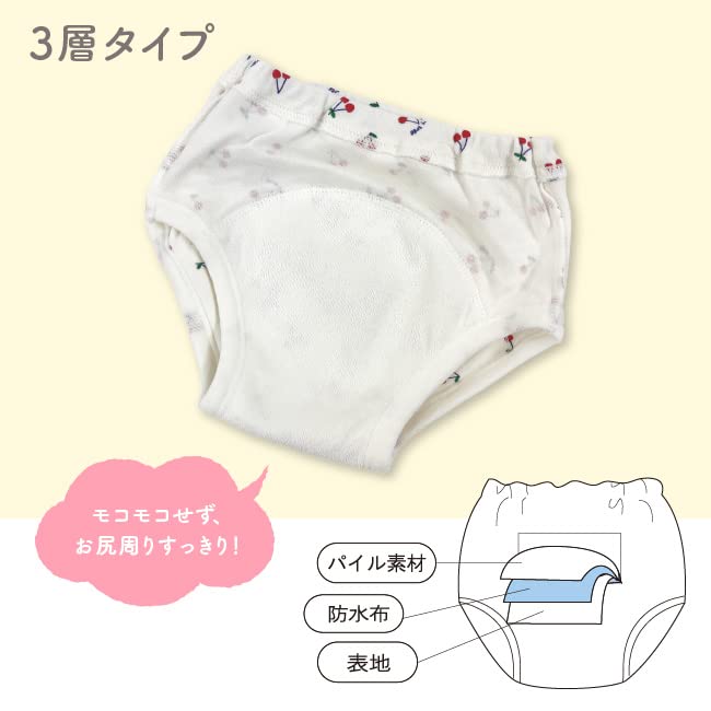 Training Toilet Girls' 3-Layer Pants, 5-Pack, Training, Baby, 95cm, F4021E-95-20
