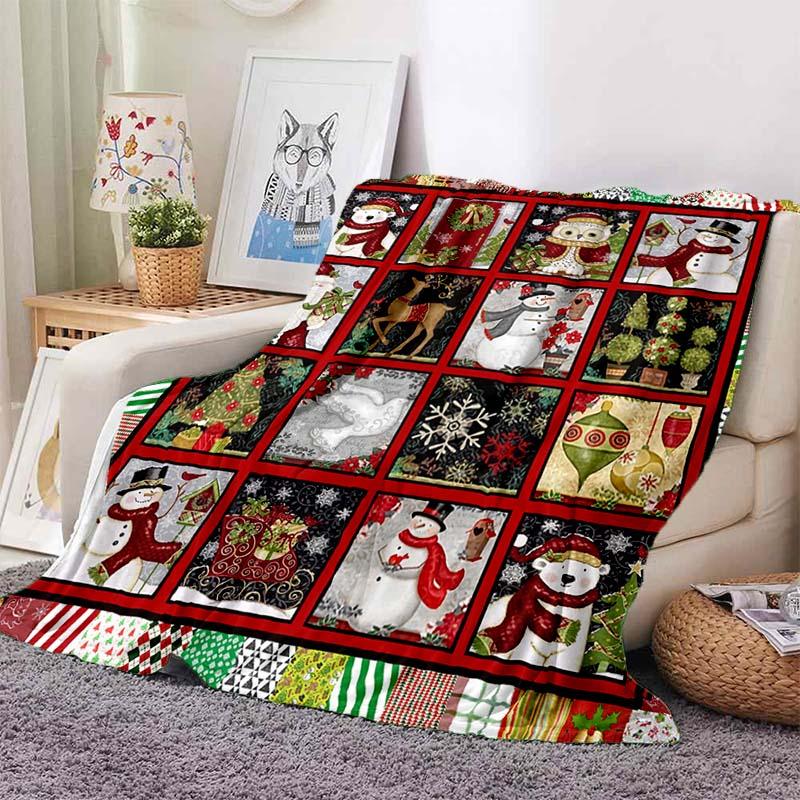 Featuring a new Christmas tree pattern and a cartoon style, this Christmas blanket serves as a personalized home decor gift.