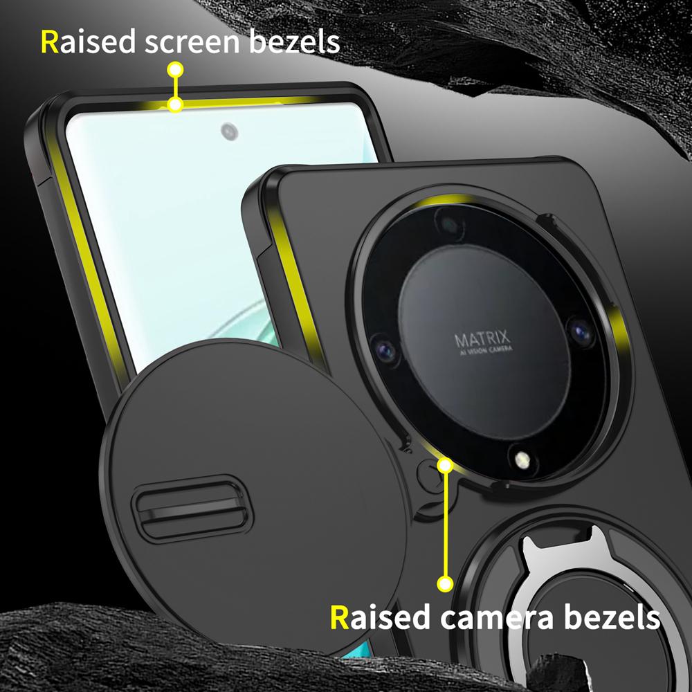 KEYSION Чехол для телефона с кольцом-подставкой 360° для Honor X9b 5G X9A, сдвижная защита камеры, магнитная противоударная крышка для Magic 5 6 Lite 5G