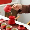 Jiakangming Red Ceramic Travel Tea Set