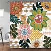 Boho Floral Shower Curtain for Bathroom, Abstract Mid Century Morden Bohemian Decor Bath Curtains, Botanical Flowers Tropical Le